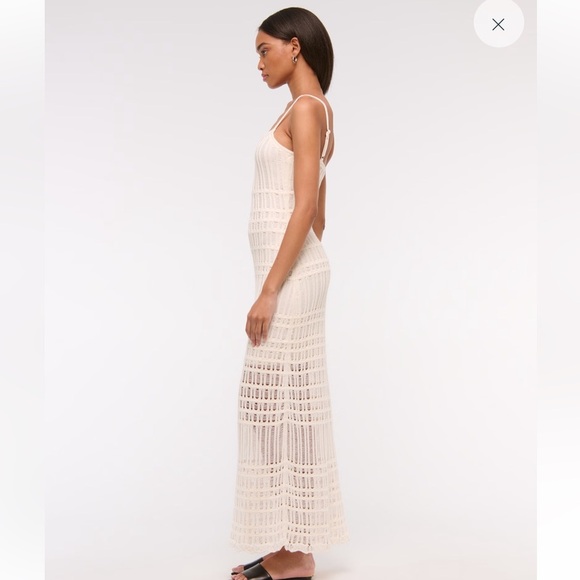 NWT Abercrombie & Fitch Crochet-Style Maxi Dress Cream Women’s Size Large - Picture 3 of 13